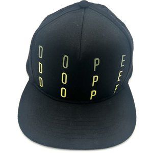 DOPE Black SnapBack Hat Yellow Lettering One Size Adjustable